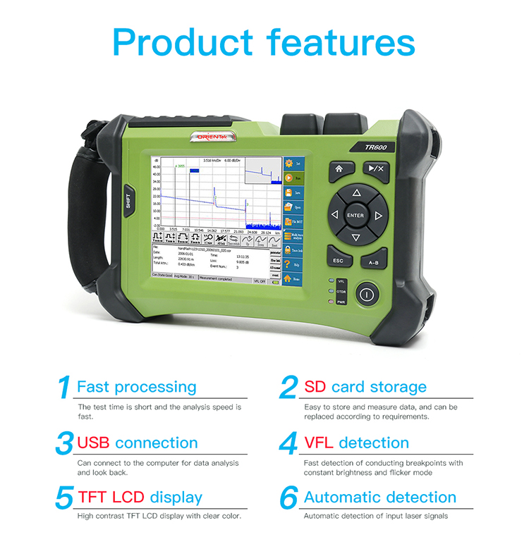 ORIENTEK TR600 SV20A SM OTDR 1310/1550nm 32/30dB With VFL Handheld Singlemode OTDR Fiber Optic Tester in stock FEDEX/DHL/UPS ORIENTEK TR600 SV20A SM OTDR 1310/1550nm 32/30dB With VFL Handheld Singlemode OTDR Fiber Optic Tester in stock FEDEX/DHL/UPS